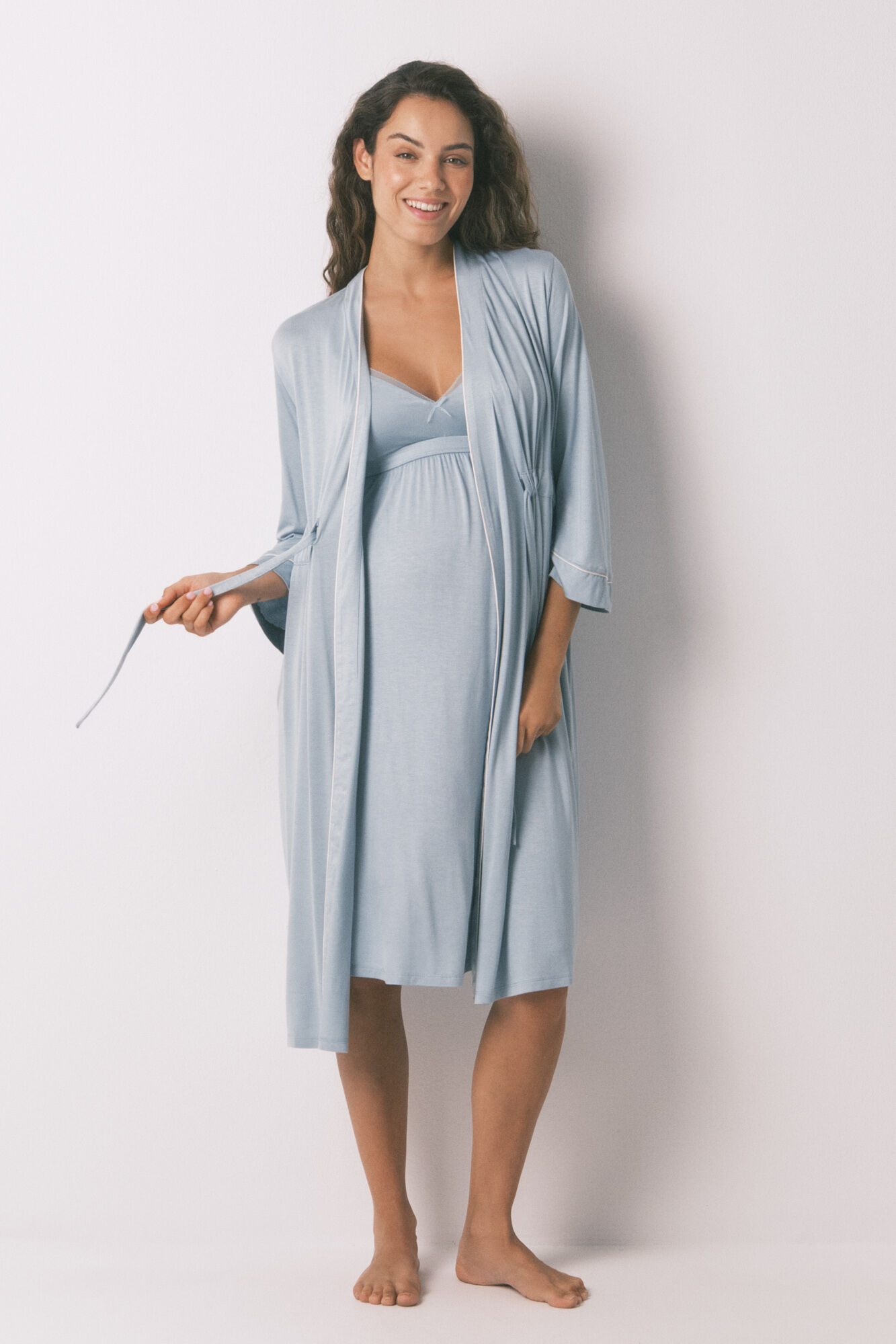 Women'secret Robe &quot;maternity&quot; blue soft touch technical gown