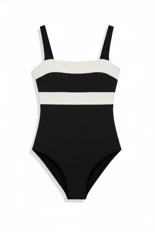 Women'secret B&W color block bandeau kupaći kostim za oblikovanje Crna