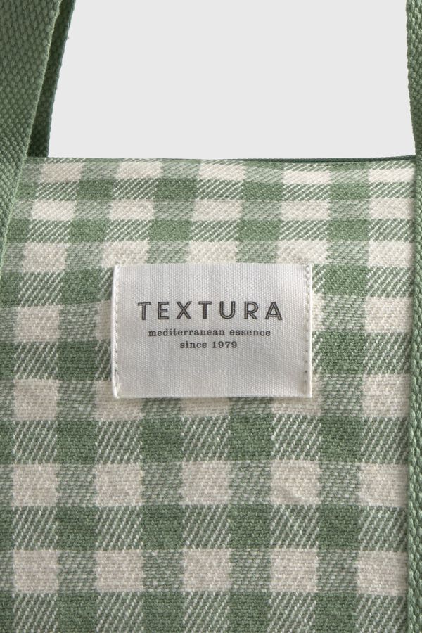 Textura Bolso playa cuadrito vichy verde