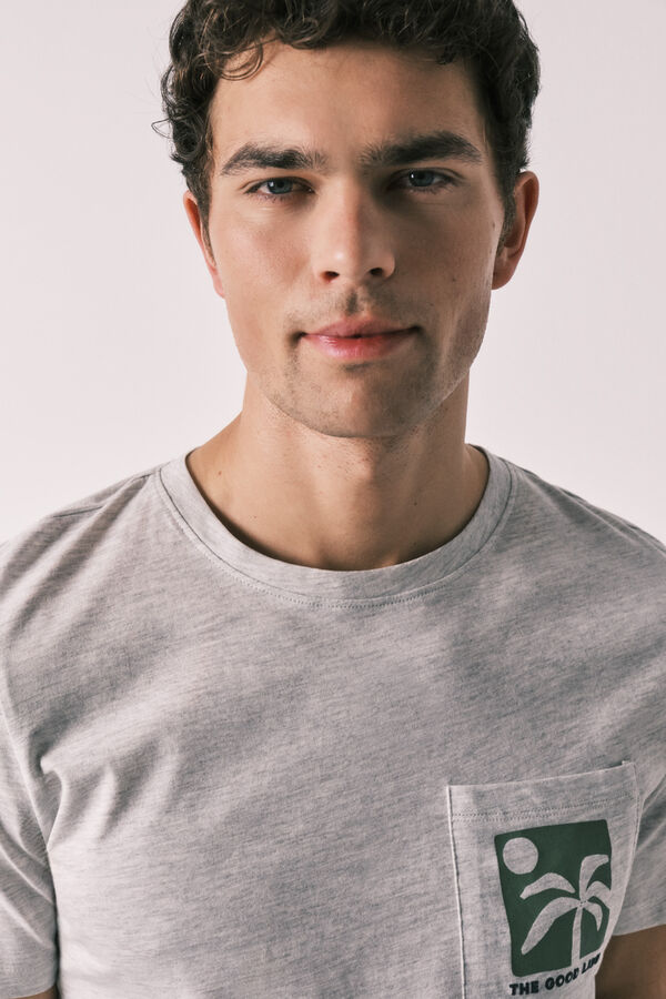 Women'secret Cotton palm print short men's pyjamas grey