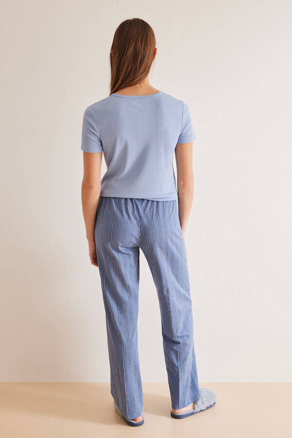 Womensecret Pantalon imprimé rayures 100 % coton bleu