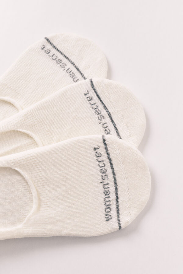 Women'secret White logo no-show 3-pack socks white