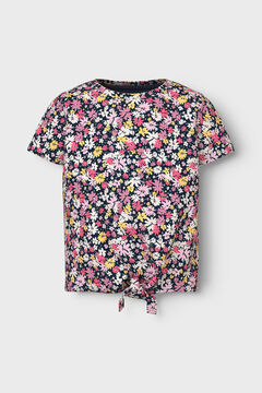 Womensecret Girl's floral print T-shirt bleu
