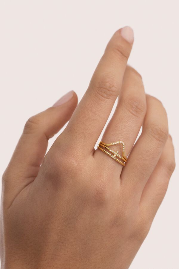 Singularu Pack 3 Sparks gold steel rings imprim&eacute;