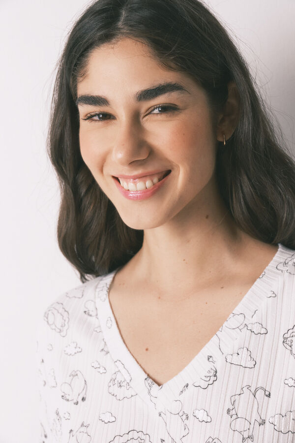 Women'secret Pyjama long c&ocirc;tel&eacute; doux imprim&eacute; Moomin blanc blanc