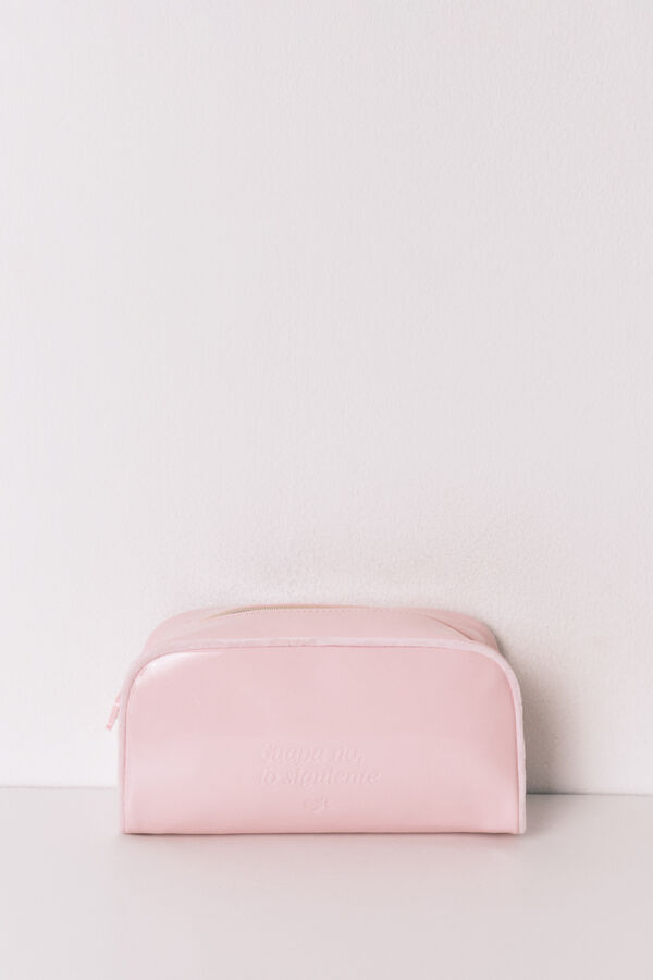 Women'secret Large pink vanity case leather toiletry bag pink