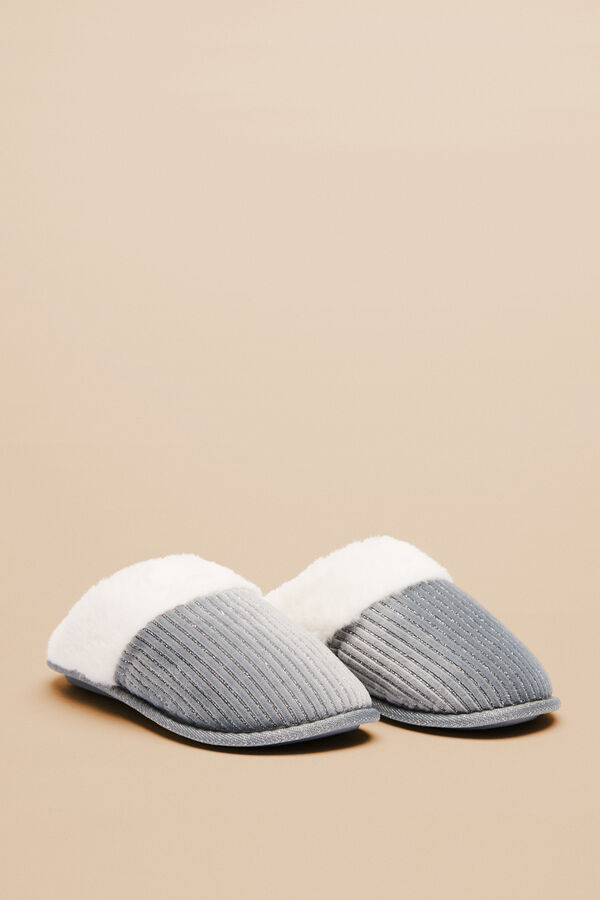 Womensecret Blue ribbed slippers grey