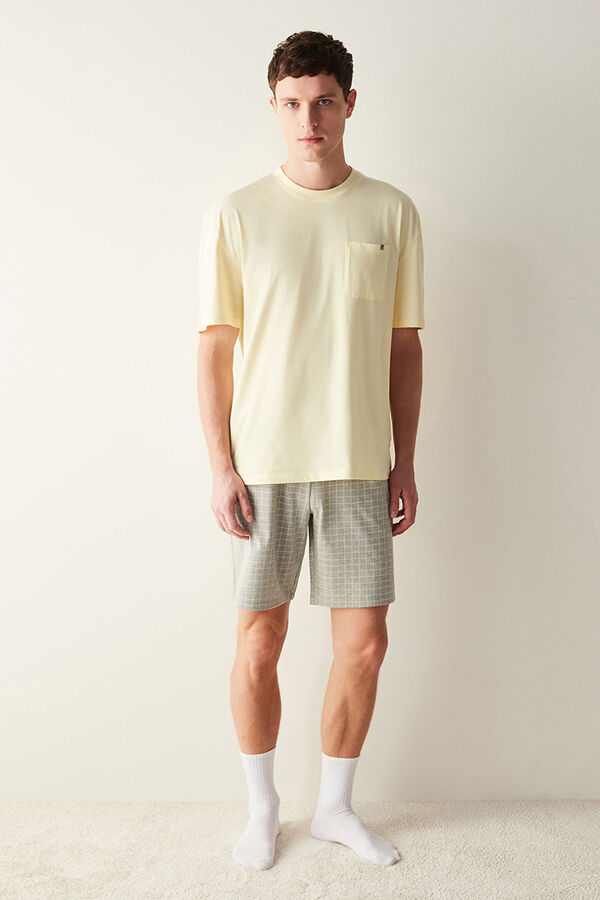 Womensecret Men'S Yellow Shorts Pajama Set imprimé