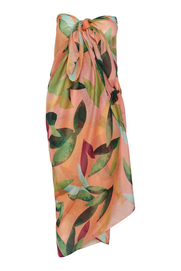 Pieces Pareo de flores tropicales gris