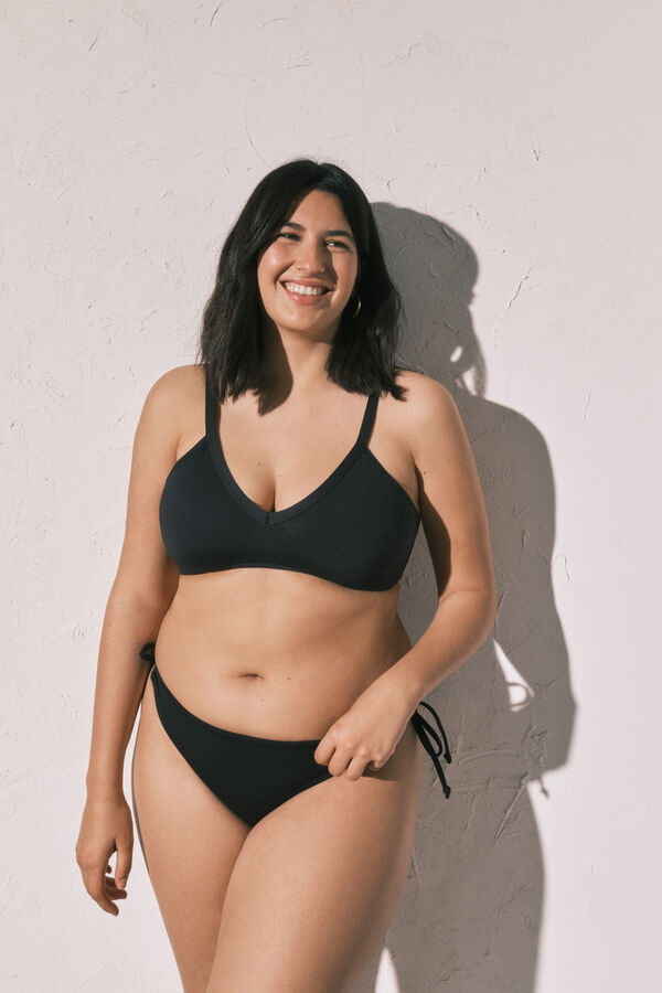 Women'secret Black classic side tie bikini bottoms black