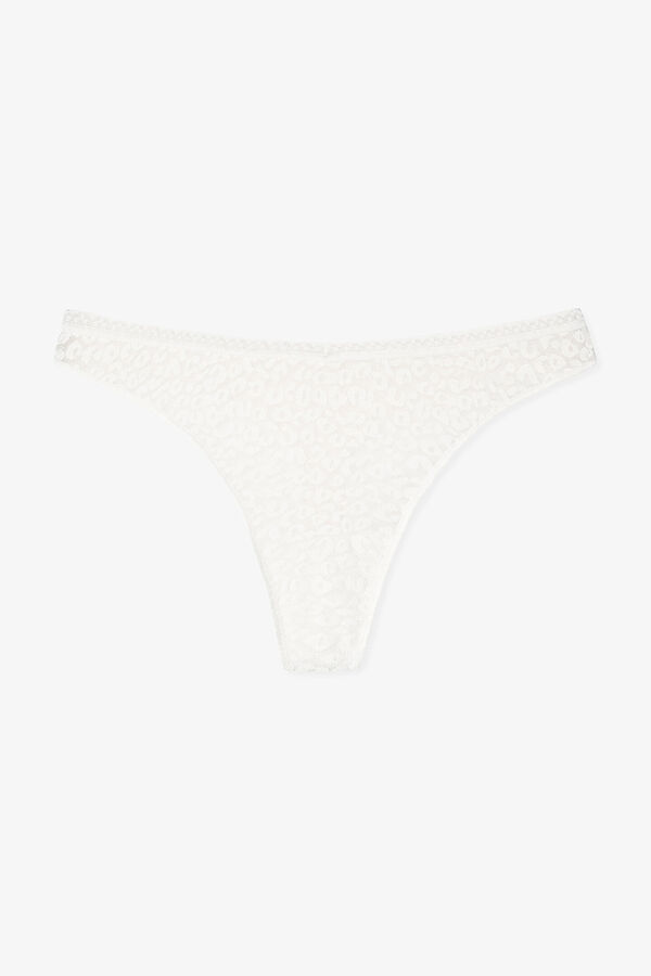 Penti Lace V Cut Normal Waist Thong Panties Bijela