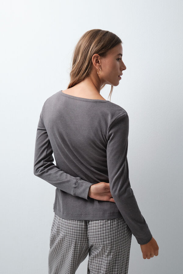 Women'secret Camiseta manga larga algod&oacute;n gris gris
