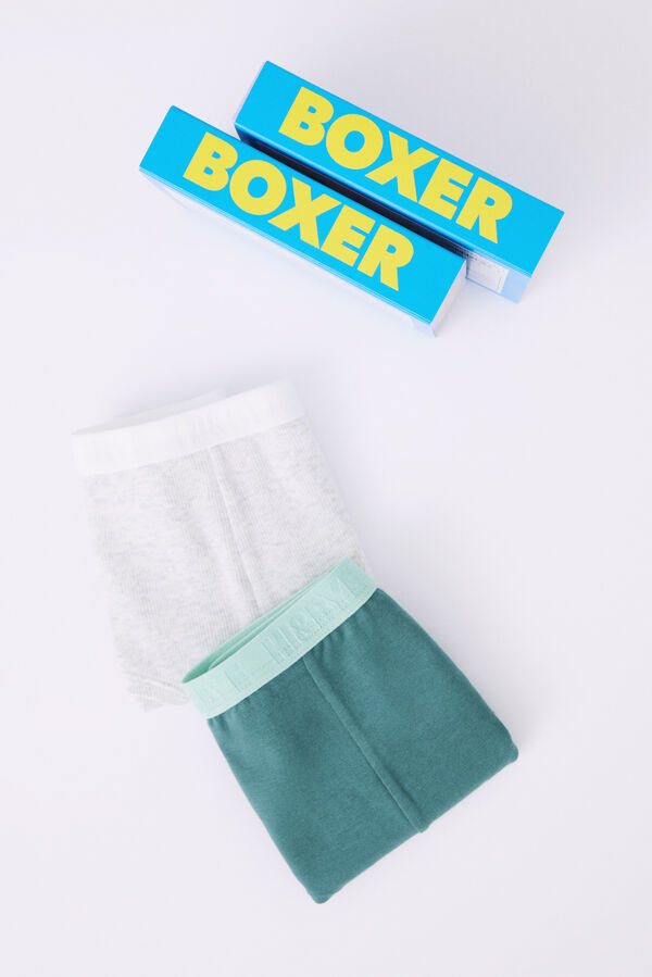 Womensecret Pack 2 bragas boxer algodón gris y verde 