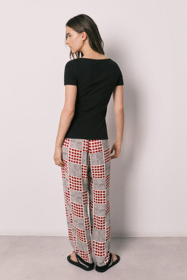Women'secret Pyjama long &agrave; manches courtes en coton noir
