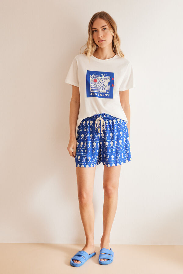 Womensecret All-over Snoopy viscose shorts blue