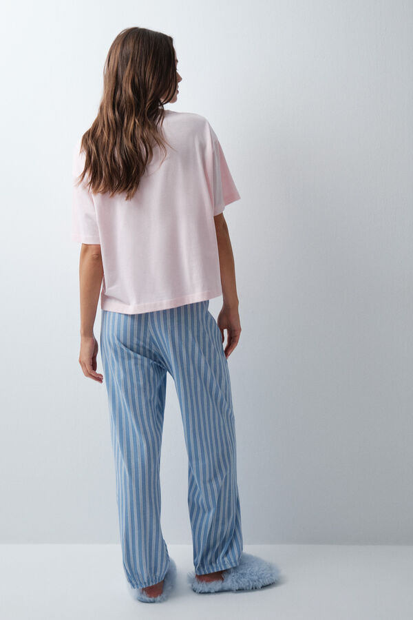 Women'secret Pantal&oacute;n largo rayas bombacho azul estampado