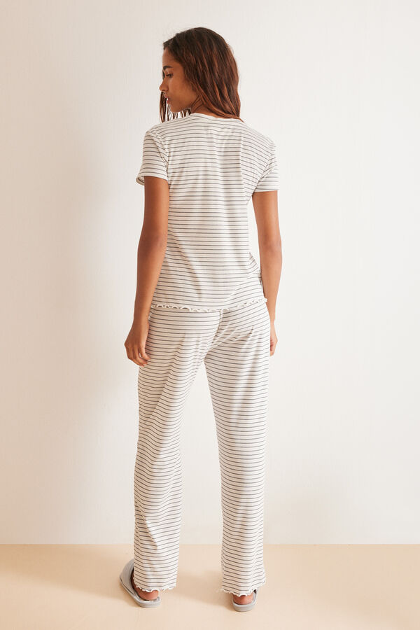 Womensecret Long striped b & w pyjamas beige