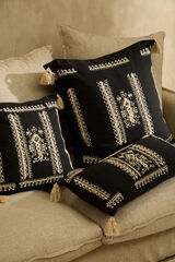 Calma House Capa de almofada quadrada com bordado cinza escuro Fret cinzento