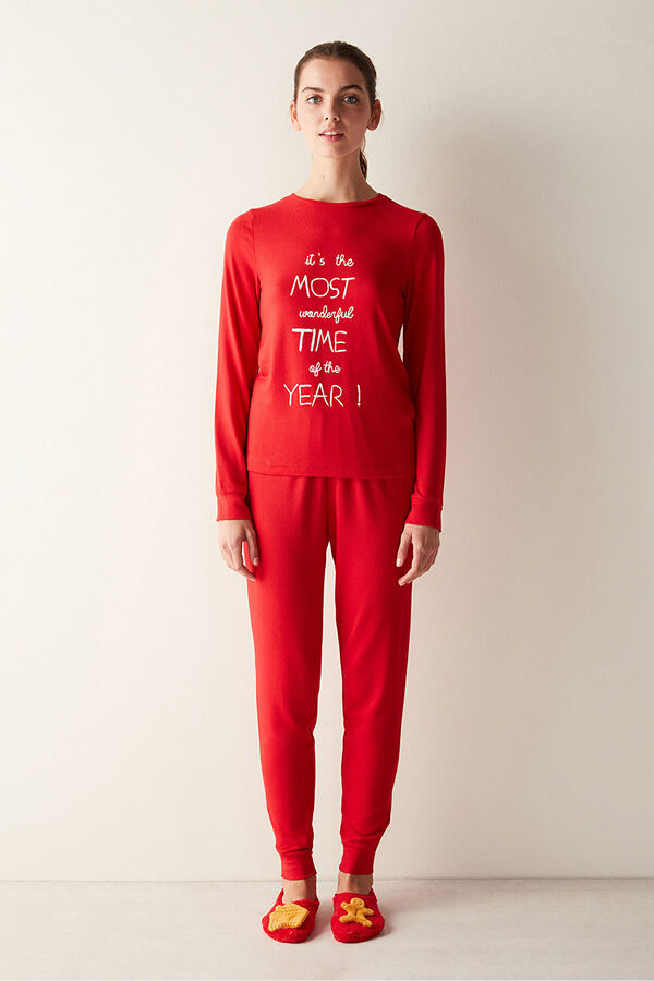 Womensecret Long red Christmas pyjamas S uzorkom