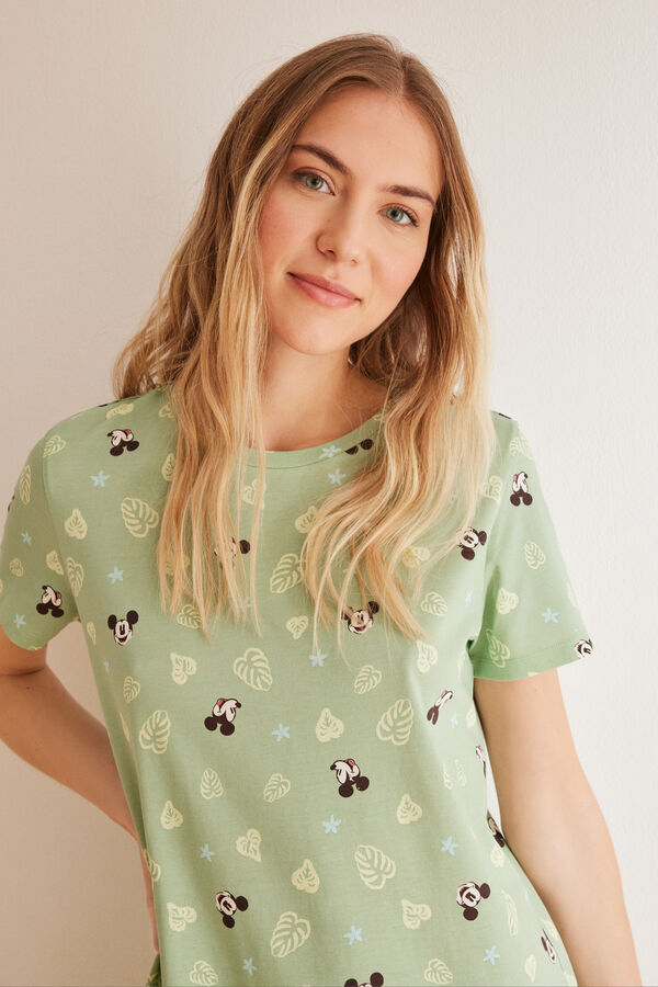 Womensecret Mickey-Midi-Nachthemd aus 100 % Baumwolle Grün