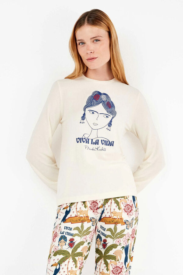 Gisela Frida Kahlo all-over jersey-knit pyjamas set Bež