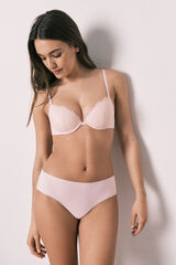 Women'secret Pink microfibre and lace wide Brazilian panty pink