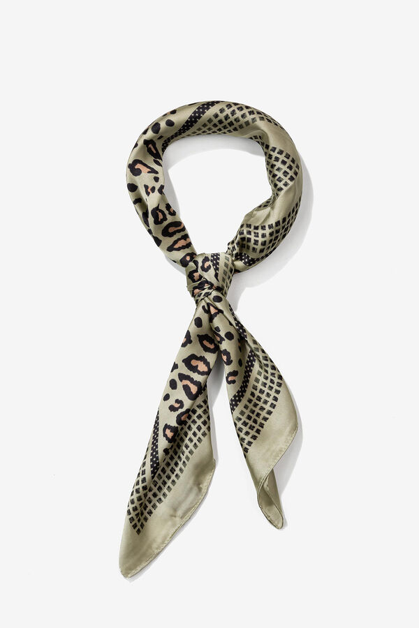 Vilanova Bandana acetinada com estampado animal verde