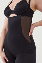 Spanx Body- Hose unterhalb der Brust aus Tüll und Satin. Shaping-Satin Schwarz