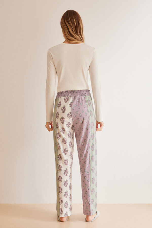 Womensecret Dugi donji dio pidžame od 100 % pamuka s patchwork uzorkom S uzorkom