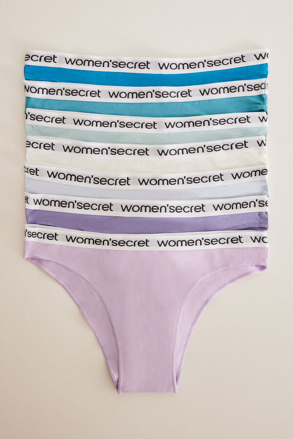 Womensecret 7er-Pack Brazilian Slips Logo Weiß