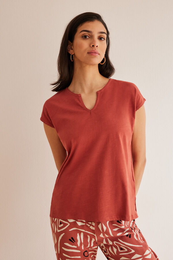 Womensecret T-shirt coton orange rouge