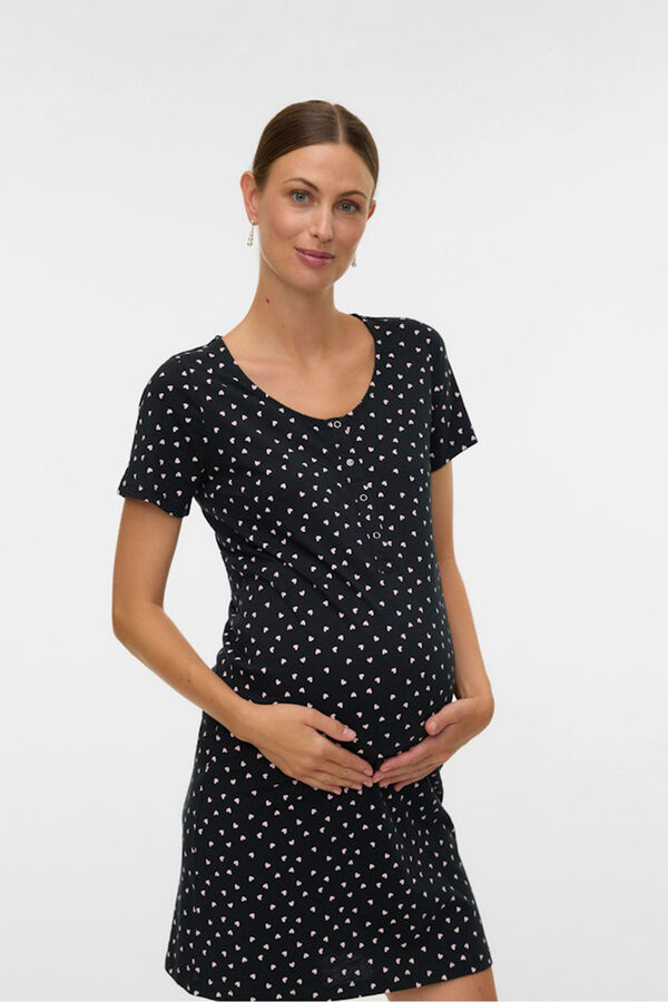 Mamalicious Camis&oacute;n de manga corta maternity y lactancia negro