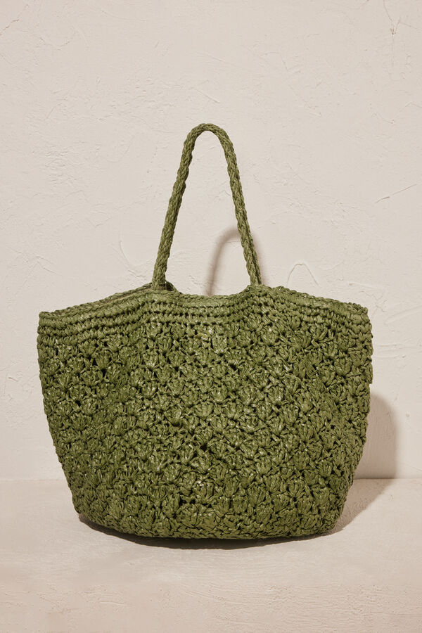 Womensecret Csillogó zöld hálós táska bézs