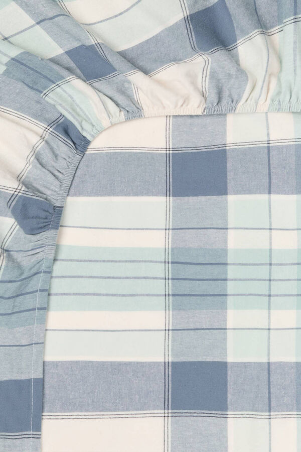 Textura Len&ccedil;ol de baixo flanela algod&atilde;o quadrados. Cama 180-200 cm. bege