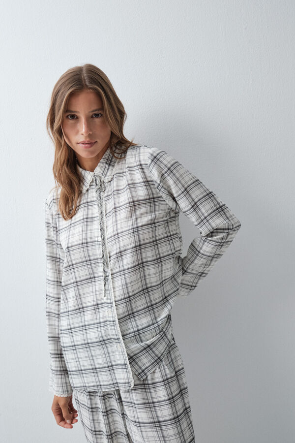 Women'secret Plaid classic pyjamas with lace details white