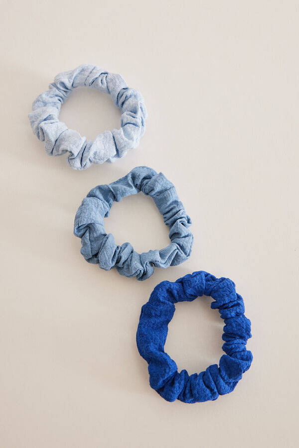 Womensecret Pakovanje od 3 velika gumice za kosu, plave, marinski plave i denim boje Plava