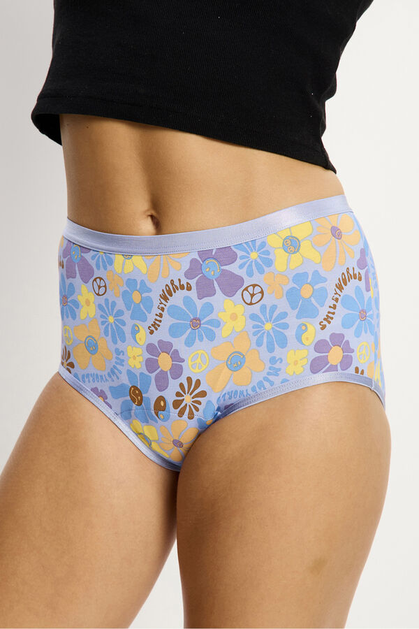 Modibodi SmileyWorld&reg; Braga Menstrual Alta Bamb&uacute; Flujo Moderado Blue estampado
