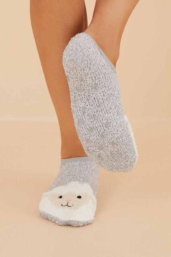 Women'secret Fluffy goat no-show socks grey