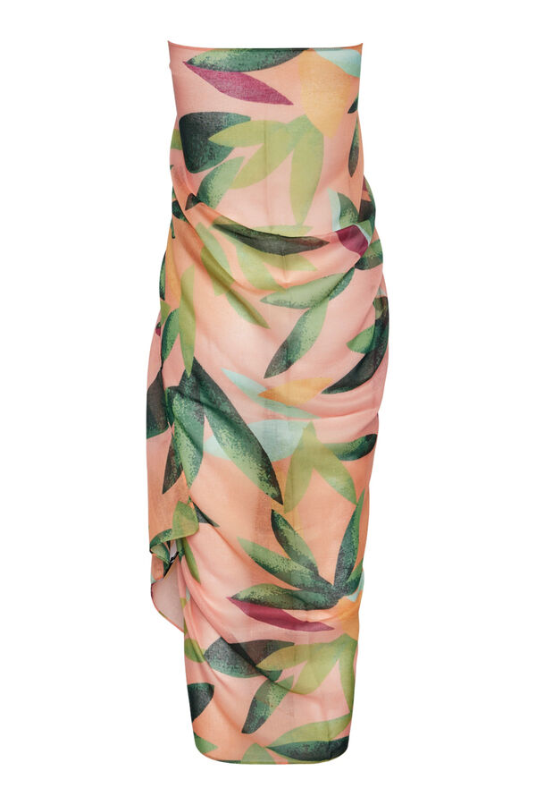 Pieces Pareo de flores tropicales gris