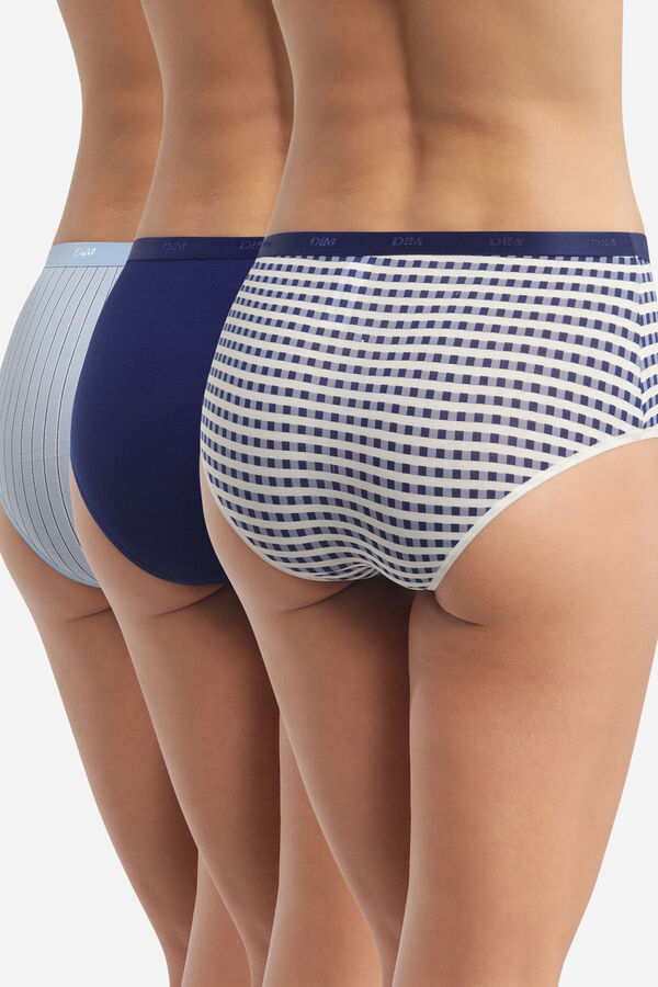 Womensecret Pack of 3 printed stretch cotton boyshort panties bleu