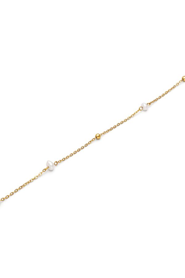 Singularu Goldene Edelstahl-Fu&szlig;kette Little Pearl mit Print