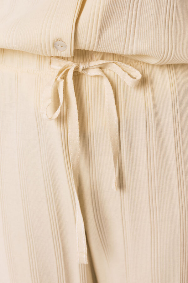 Women'secret Yellow cotton ribbed classic pyjamas beige