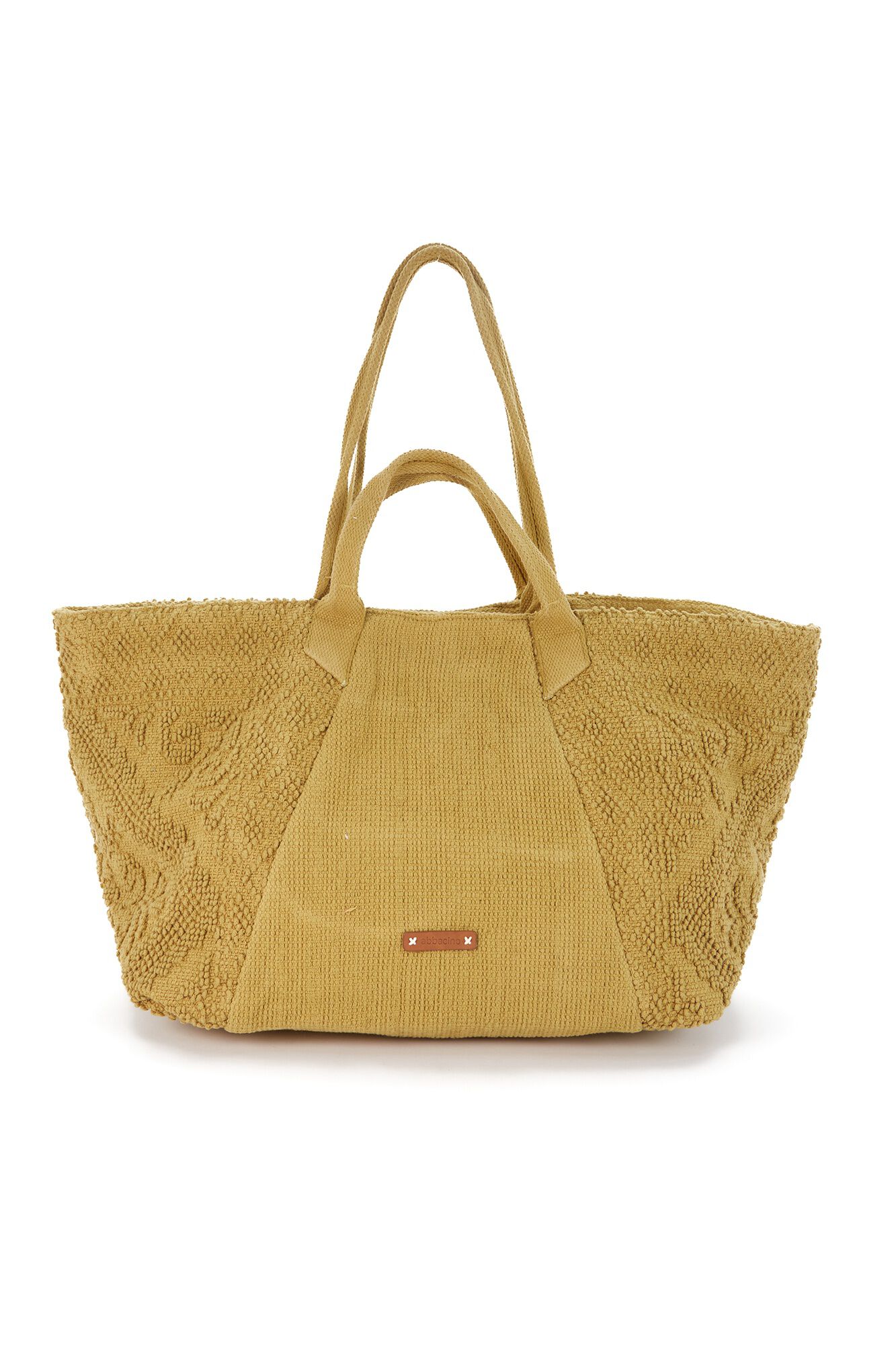 Abbacino  Mala de praia em algod&atilde;o bordada &acirc;mbar