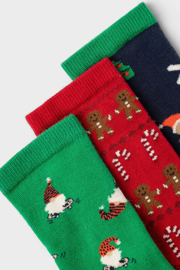Womensecret Pack of 3 pairs of boys' Christmas socks green