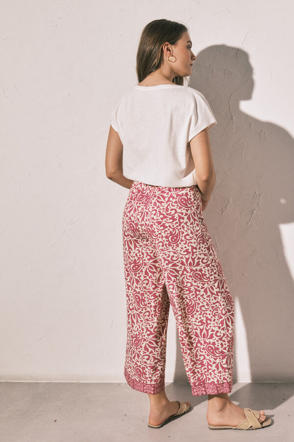 Women'secret Boho print fisherman trousers pink