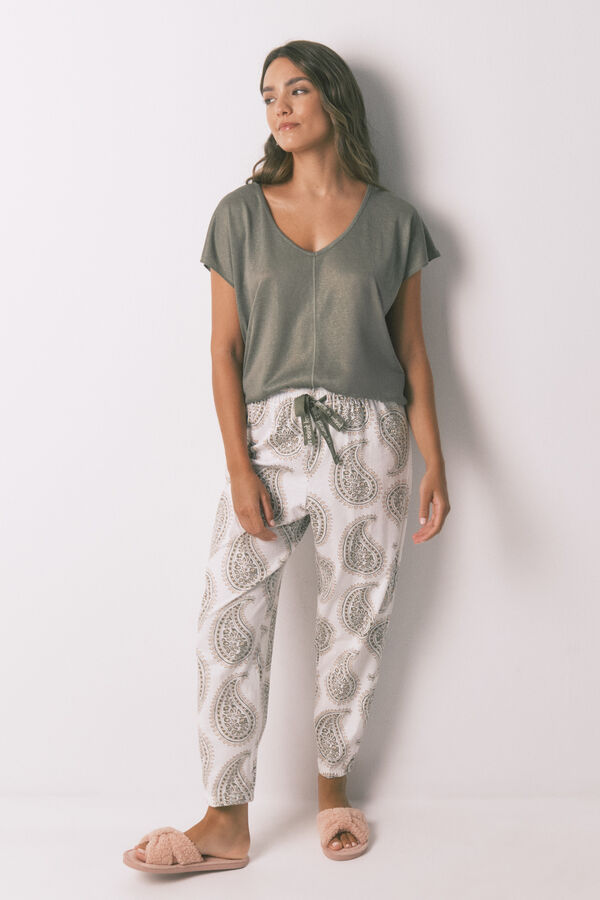 Women'secret T-shirt ample vert en viscose lurex vert