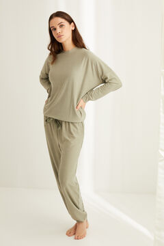 Womensecret Long super soft striped pyjamas in green printed