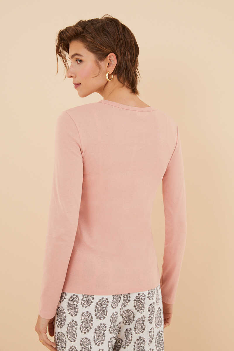 Womensecret Pink 100% cotton long-sleeved T-shirt pink