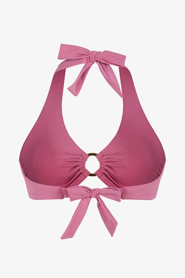 Penti Top biqu&iacute;ni halter com aro central rosa