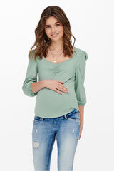 Only Maternity Camiseta de manga francesa maternity verde